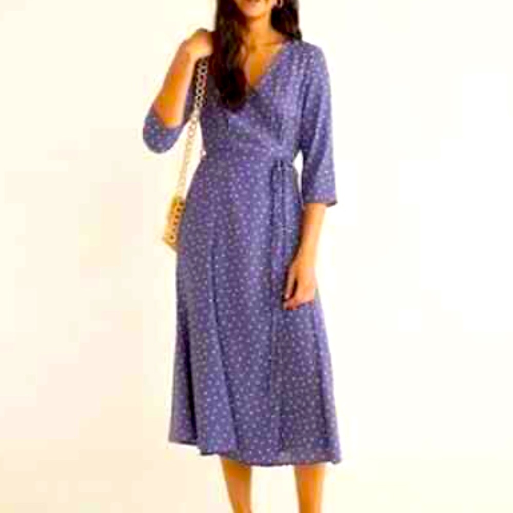 MANGO MIDI WRAP POLKA DOT DRESS SIZE 2